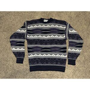 MEGALOS VTG 3D Knit 90s Coogi Style Cosby Grandpa Biggie HipHop Textured XLTall